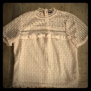 Zara Laser Cut lace top - large - blush